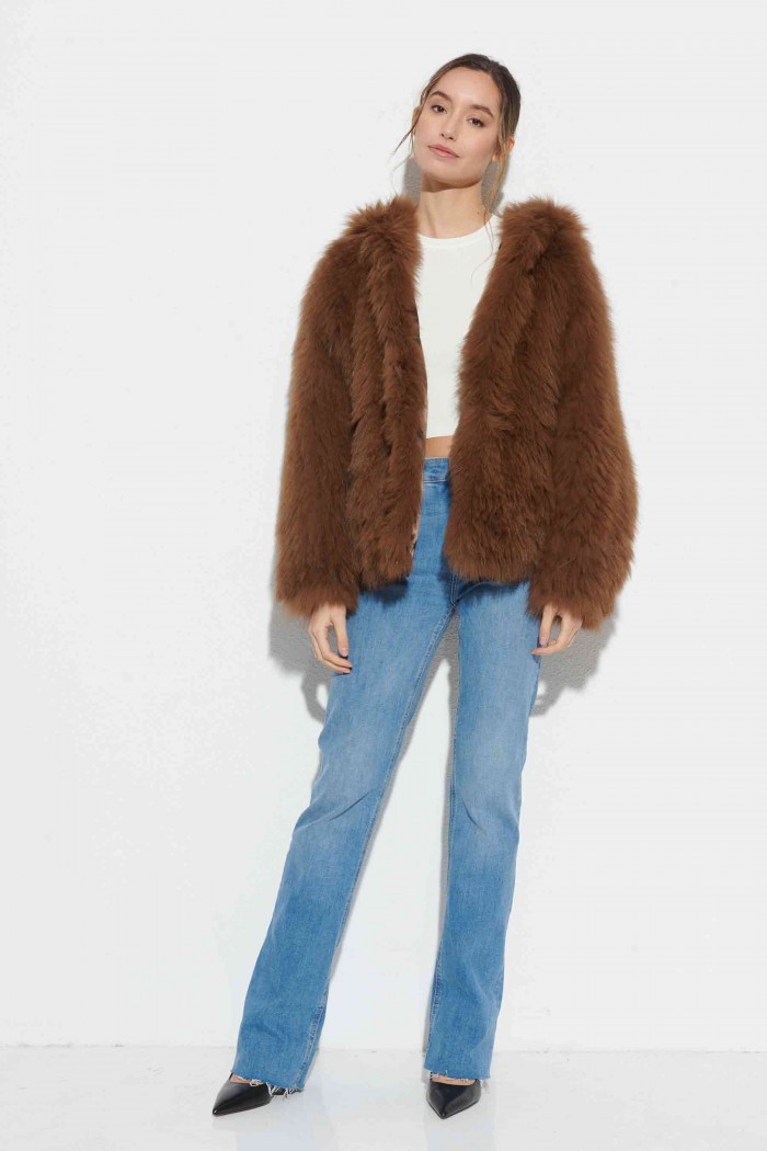 CHAQUETA PELO DE ZORRO CON CAPUCHA