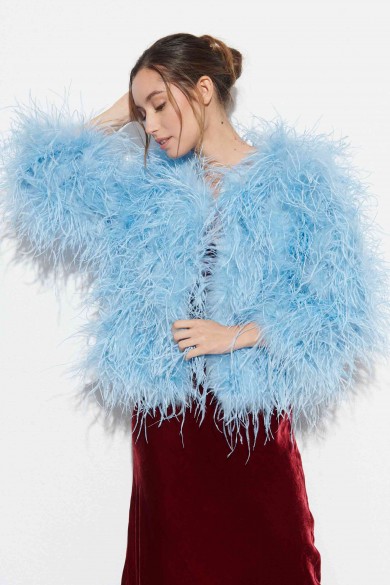 CHAQUETA PLUMAS LARGA DE AVESTRUZ PC-YLM1020-60