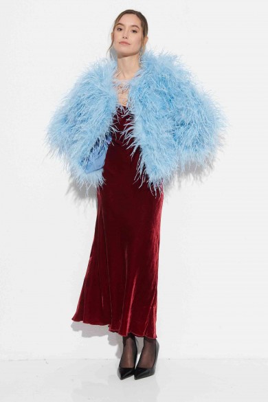 CHAQUETA PLUMAS LARGA DE AVESTRUZ PC-YLM1020-60