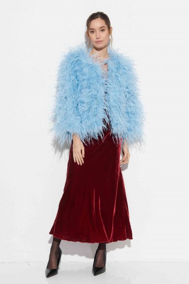 CHAQUETA PLUMAS LARGA DE AVESTRUZ PC-YLM1020-60