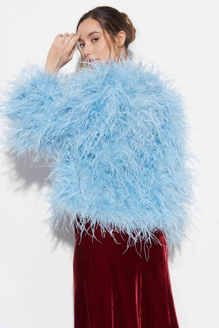 CHAQUETA PLUMAS LARGA DE AVESTRUZ PC-YLM1020-60