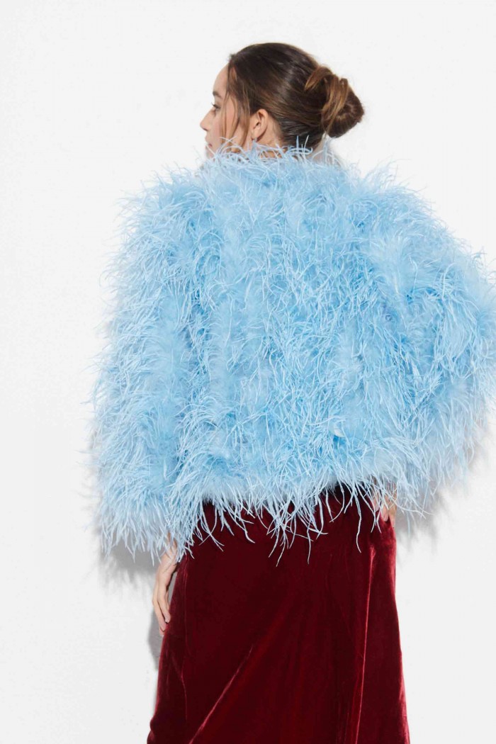 CHAQUETA PLUMAS LARGA DE AVESTRUZ PC-YLM1020-60