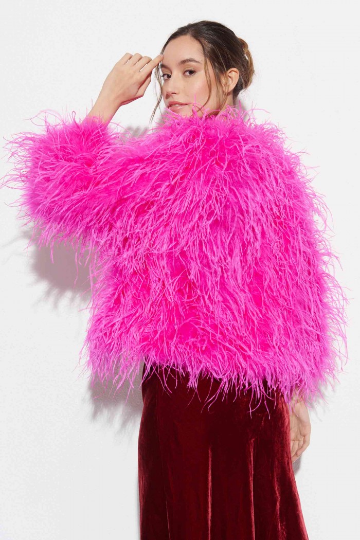 CHAQUETA PLUMAS LARGA DE AVESTRUZ PC-YLM1020-35