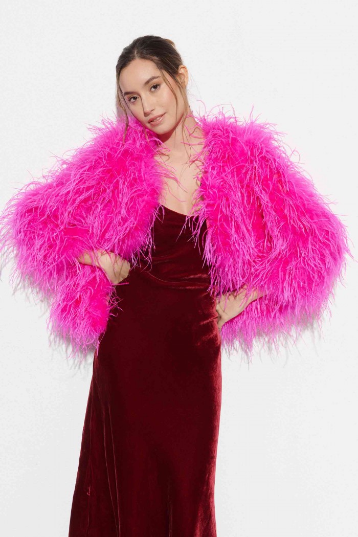 CHAQUETA PLUMAS LARGA DE AVESTRUZ PC-YLM1020-35