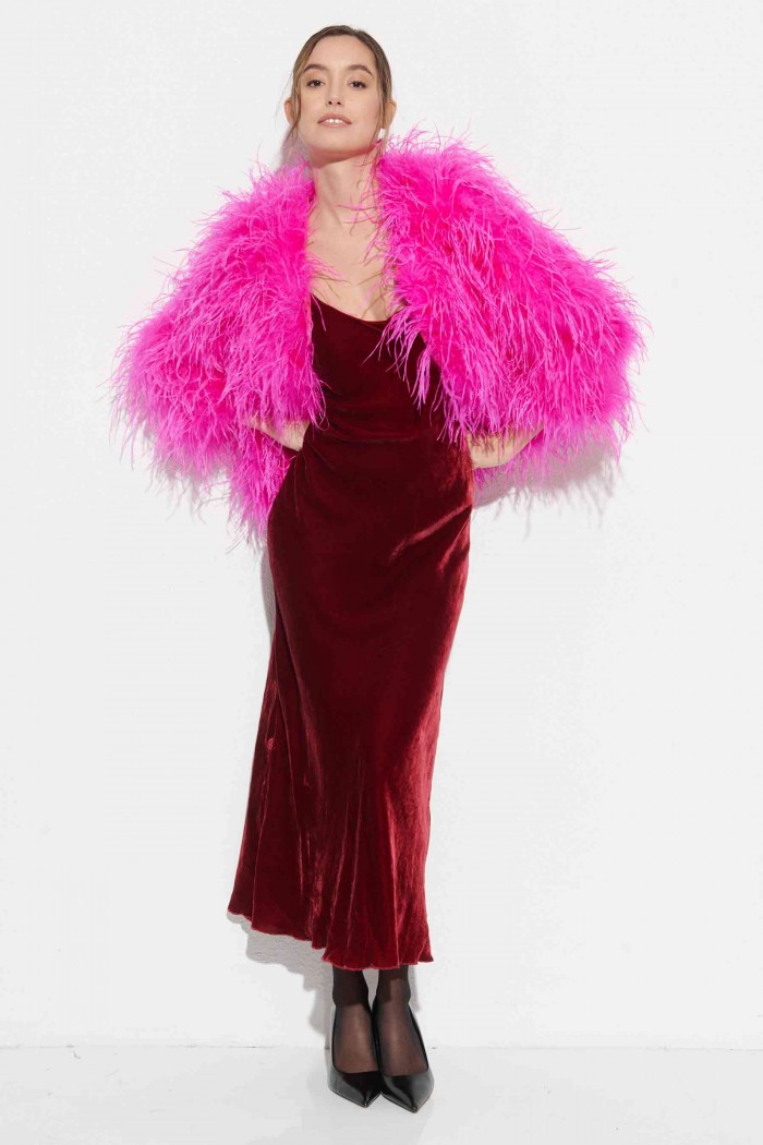 CHAQUETA PLUMAS LARGA DE AVESTRUZ PC-YLM1020-35