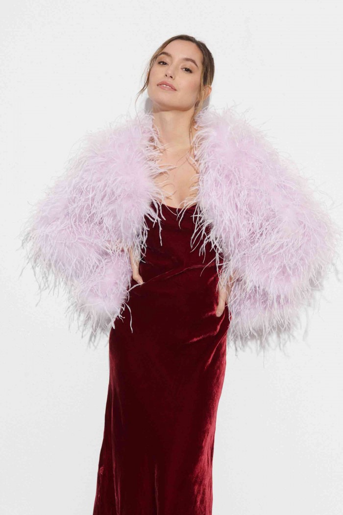 CHAQUETA PLUMAS LARGA DE AVESTRUZ PC-YLM1020-18