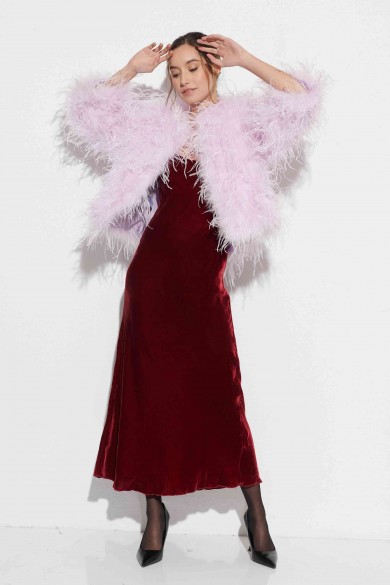 CHAQUETA PLUMAS LARGA DE AVESTRUZ PC-YLM1020-18