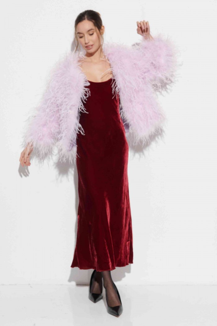 CHAQUETA PLUMAS LARGA DE AVESTRUZ PC-YLM1020-18