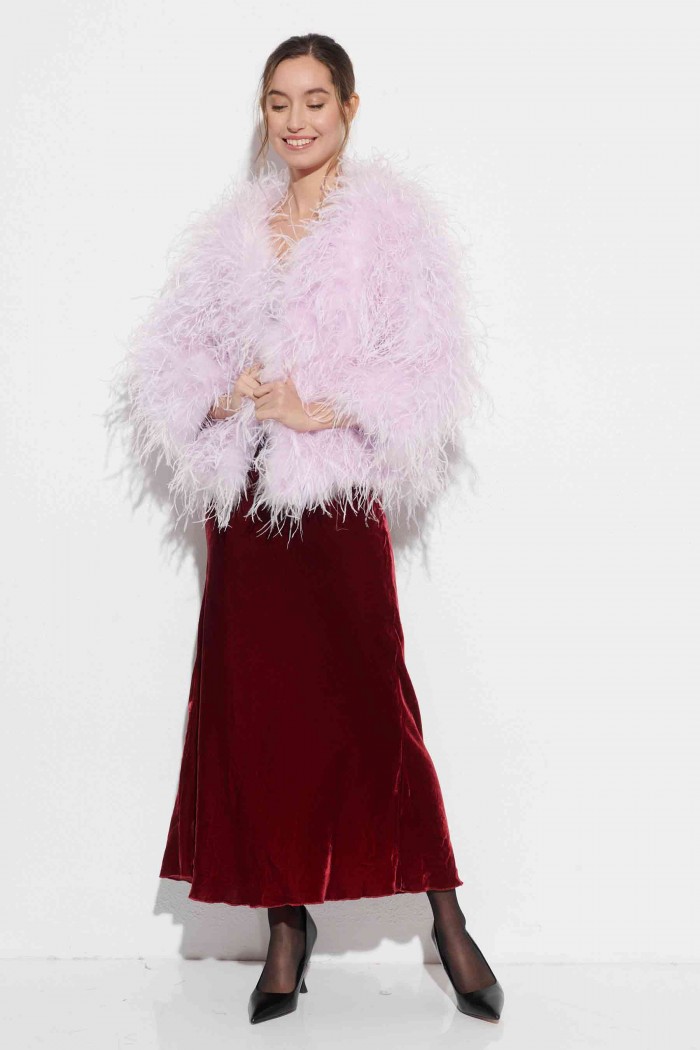 CHAQUETA PLUMAS LARGA DE AVESTRUZ PC-YLM1020-18