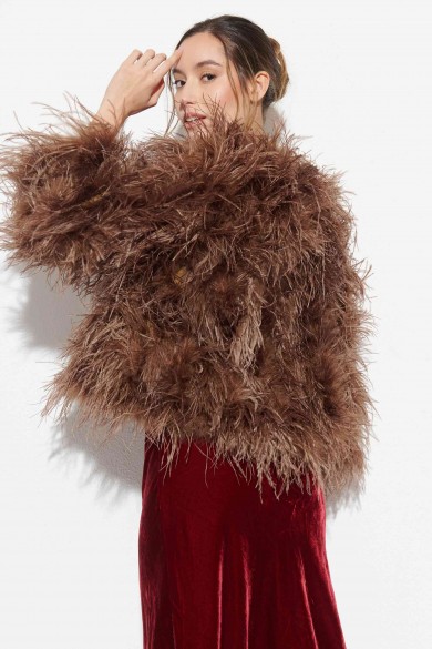 CHAQUETA PLUMAS LARGA DE AVESTRUZ PC-YLM1020-28