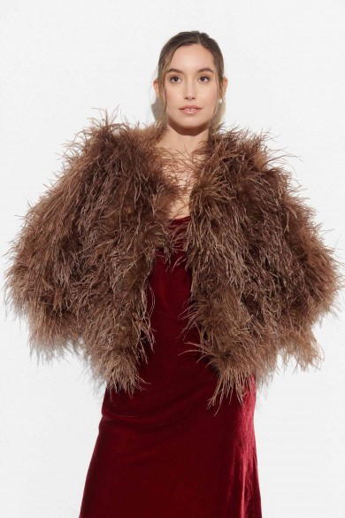 CHAQUETA PLUMAS LARGA DE AVESTRUZ PC-YLM1020-28