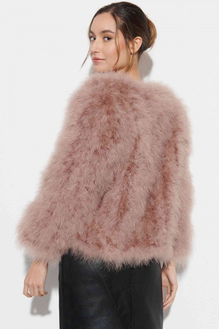 CHAQUETA PLUMAS DE AVESTRUZ PC-YLM5749-63 （cuero rosa）