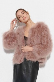 CHAQUETA PLUMAS DE AVESTRUZ PC-YLM5749-63 （cuero rosa）