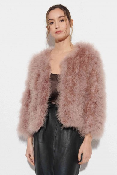 CHAQUETA PLUMAS DE AVESTRUZ PC-YLM5749-63 （cuero rosa）