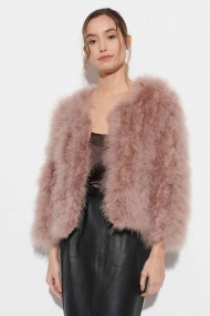 CHAQUETA PLUMAS DE AVESTRUZ PC-YLM5749-63 （cuero rosa）