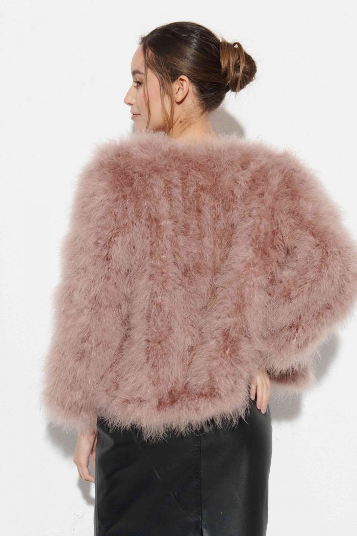 CHAQUETA PLUMAS DE AVESTRUZ PC-YLM5749-63 （cuero rosa）