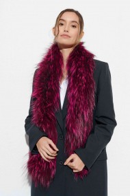 Bufanda Larga con Trenza de Pelo de Zorro PC-LZH5823-fucsia