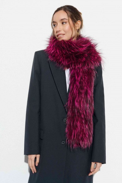 Bufanda Larga con Trenza de Pelo de Zorro PC-LZH5823-fucsia