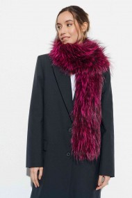 Bufanda Larga con Trenza de Pelo de Zorro PC-LZH5823-fucsia