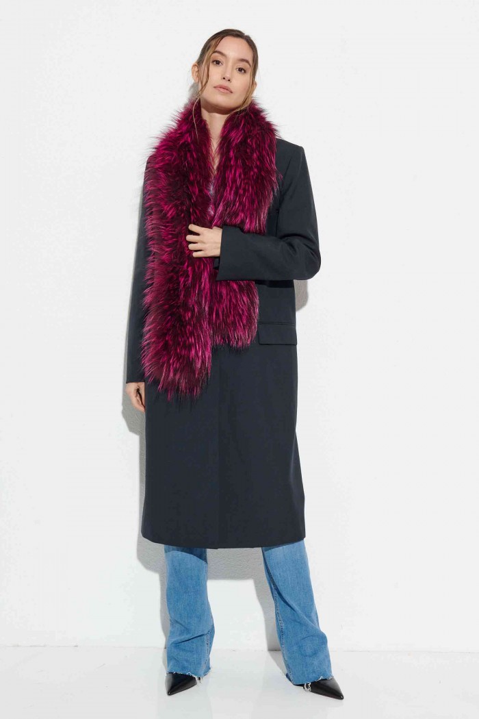Bufanda Larga con Trenza de Pelo de Zorro PC-LZH5823-fucsia