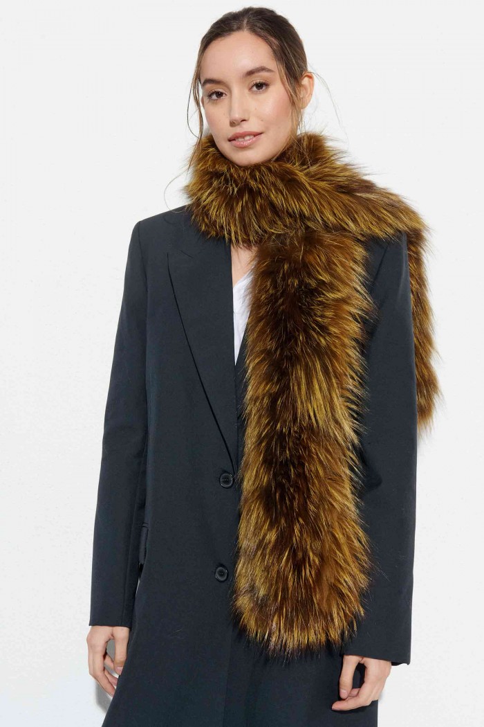 Bufanda Larga con Trenza de Pelo de Zorro PC-LZH5823-84