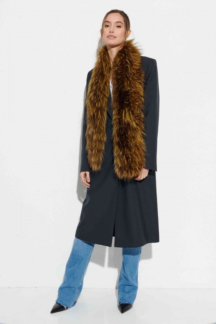 Bufanda Larga con Trenza de Pelo de Zorro PC-LZH5823-84