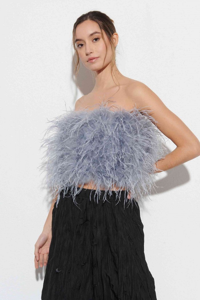TOP PLUMAS LARGAS DE AVESTRUZ PC-YLM5697-20