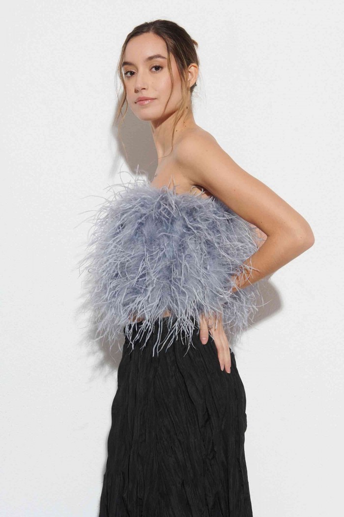 TOP PLUMAS LARGAS DE AVESTRUZ PC-YLM5697-20