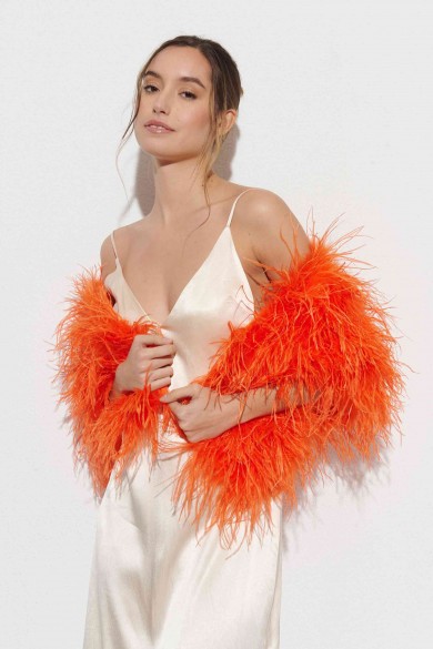 Estola plumas larga Avestruz PC-YLM5625-36 naranja