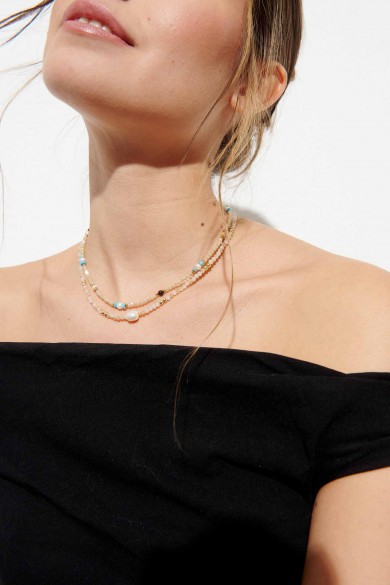 COLLAR PIEDRAS NATURALES CON PERLAS DE RIO