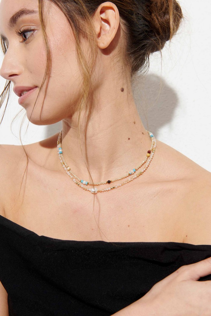 COLLAR PIEDRAS NATURALES CON PERLAS DE RIO