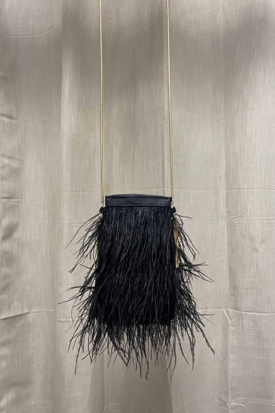 BOLSO PLUMAS LARGAS DE AVESTRUZ