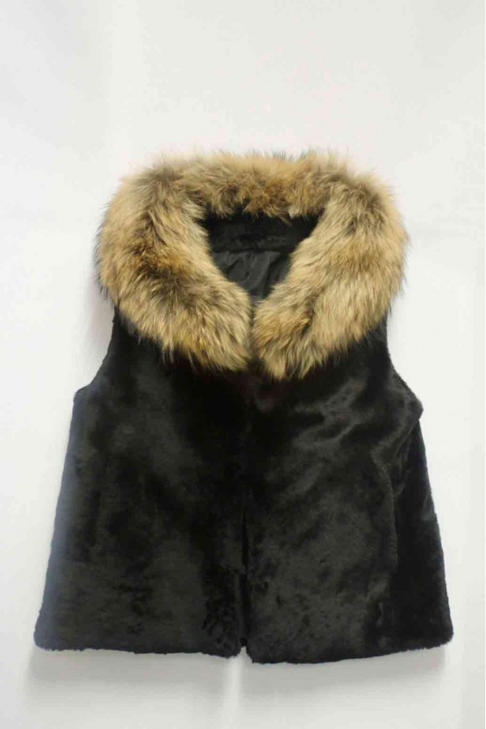CHALECO PELO DE MUTON CON CUELLO PELO DE MARMOTA
