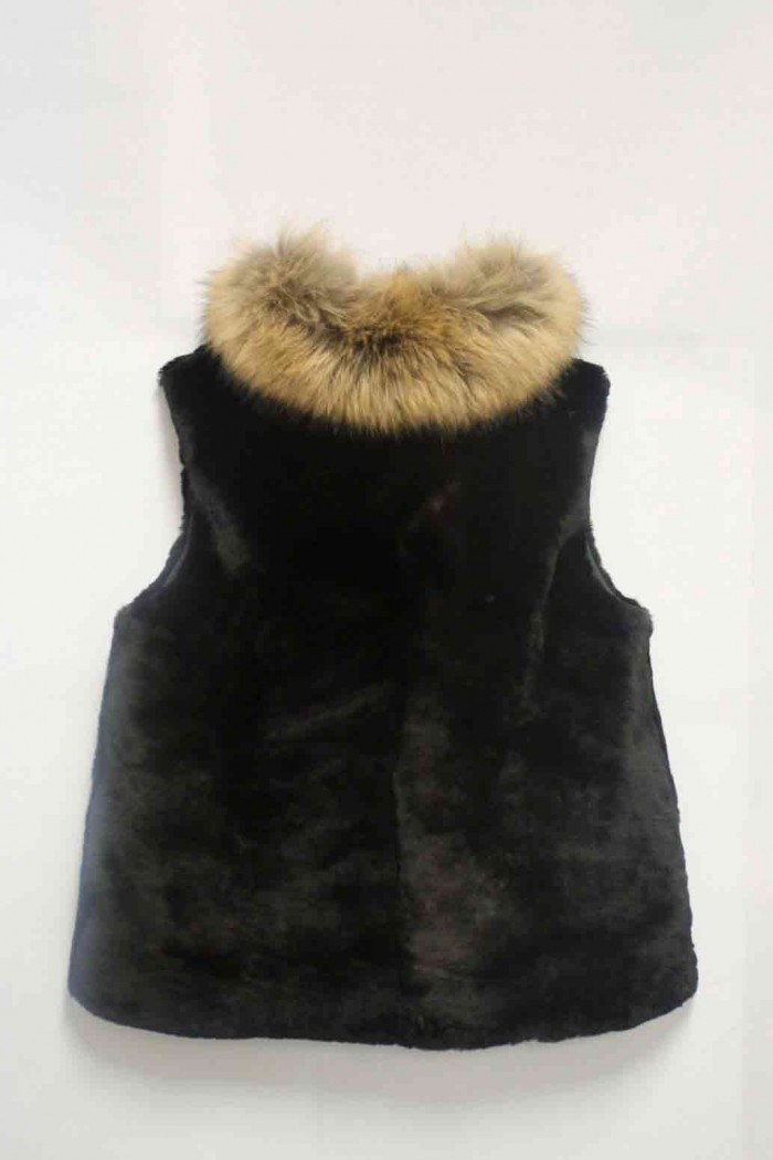CHALECO PELO DE MUTON CON CUELLO PELO DE MARMOTA