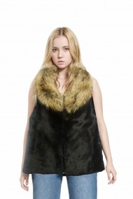 CHALECO PELO DE MUTON CON CUELLO PELO DE MARMOTA
