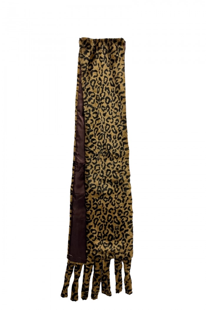 Bufanda de Pelo Sintético con Estampado de Leopardo