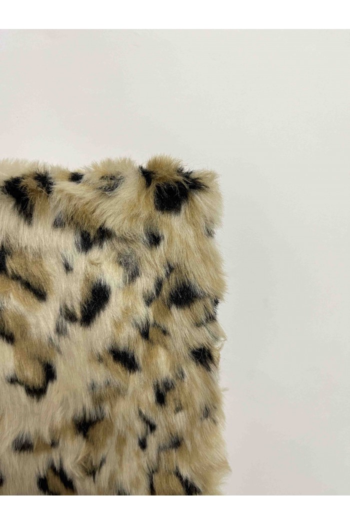 Bufanda de Pelo Sintético con Estampado de Leopardo