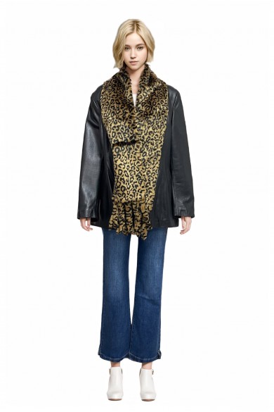 Bufanda de Pelo Sintético con Estampado de Leopardo