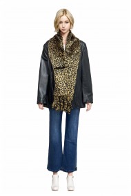 Bufanda de Pelo Sintético con Estampado de Leopardo
