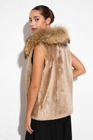 CHALECO PELO DE CORDEO CON CUELLO PELO DE MARMOTA