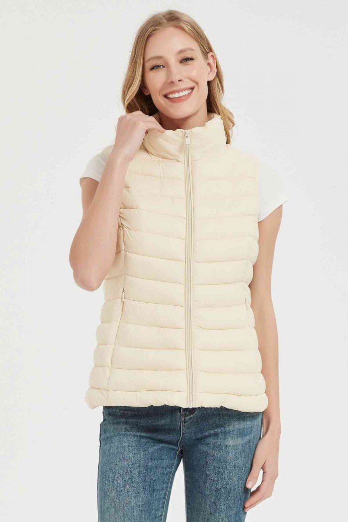 CHALECO ACOLCHADO FINO SIN CAPUCHA OBRF2034-BEIGE