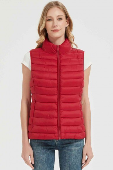 CHALECO ACOLCHADO FINO SIN CAPUCHA OBRF2034-ROJO
