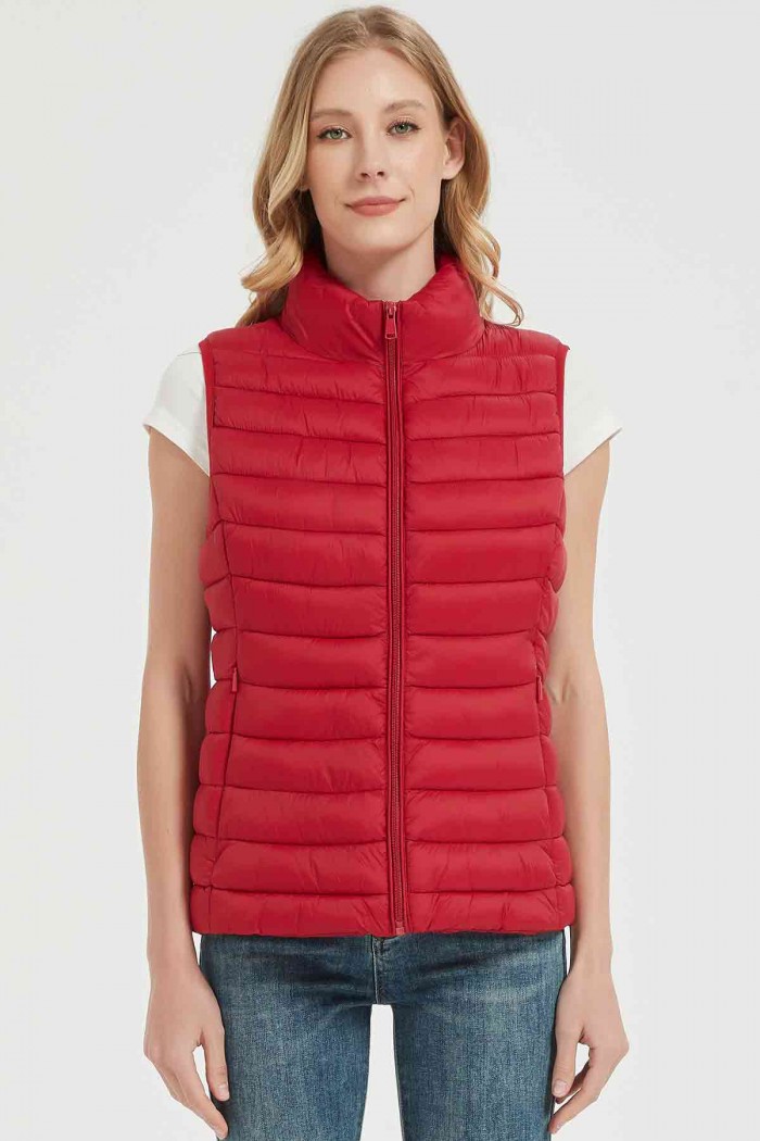 CHALECO ACOLCHADO FINO SIN CAPUCHA OBRF2034-ROJO
