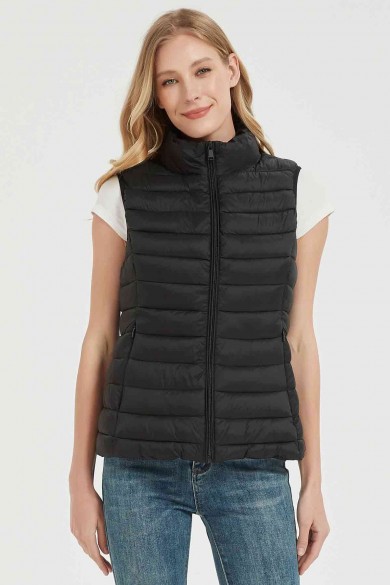 CHALECO ACOLCHADO FINO SIN CAPUCHA OBRF2034-NEGRO