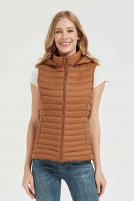 CHALECO ACOLCHADO FINO CON CAPUCHA OBRF2014-NEGRO