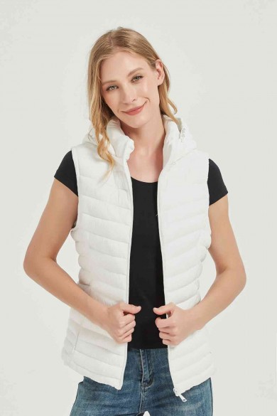 CHALECO ACOLCHADO FINO CON CAPUCHA OBRF2014-BLANCO