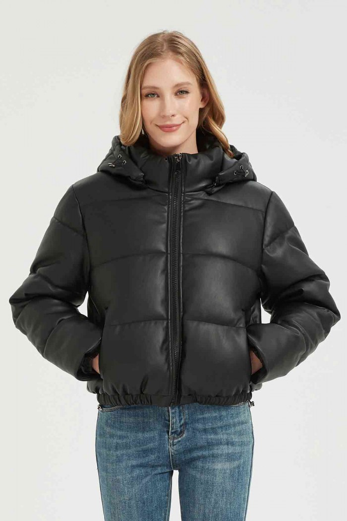 CHAQUETA ACOLCHADA DE POLIPIEL OBRF2007-NEGRO