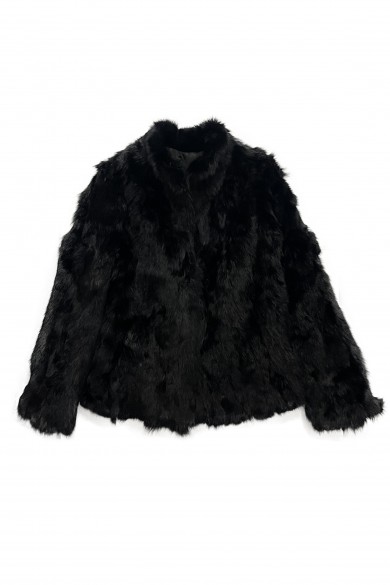 CHAQUETA PELO DE CONEJO NEGRO PC-LLL5566-15