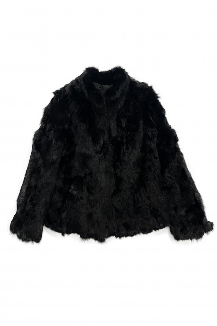 CHAQUETA PELO DE CONEJO NEGRO PC-LLL5566-15