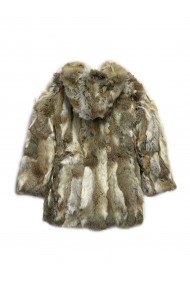 ABRIGO CON CAPUCHA PELO DE CONEJO TONO NATURAL PC-LLL5182-17